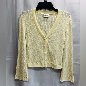 Claudie Pierlot Pale Yellow Sweater Knit Cardigan Size 1